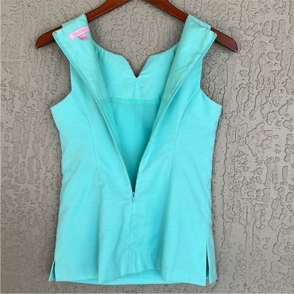Lilly Pulitzer Jackie Shell Top Beaded Jeweled Sleeveless Aqua Blue 00 - Picture 5 of 14